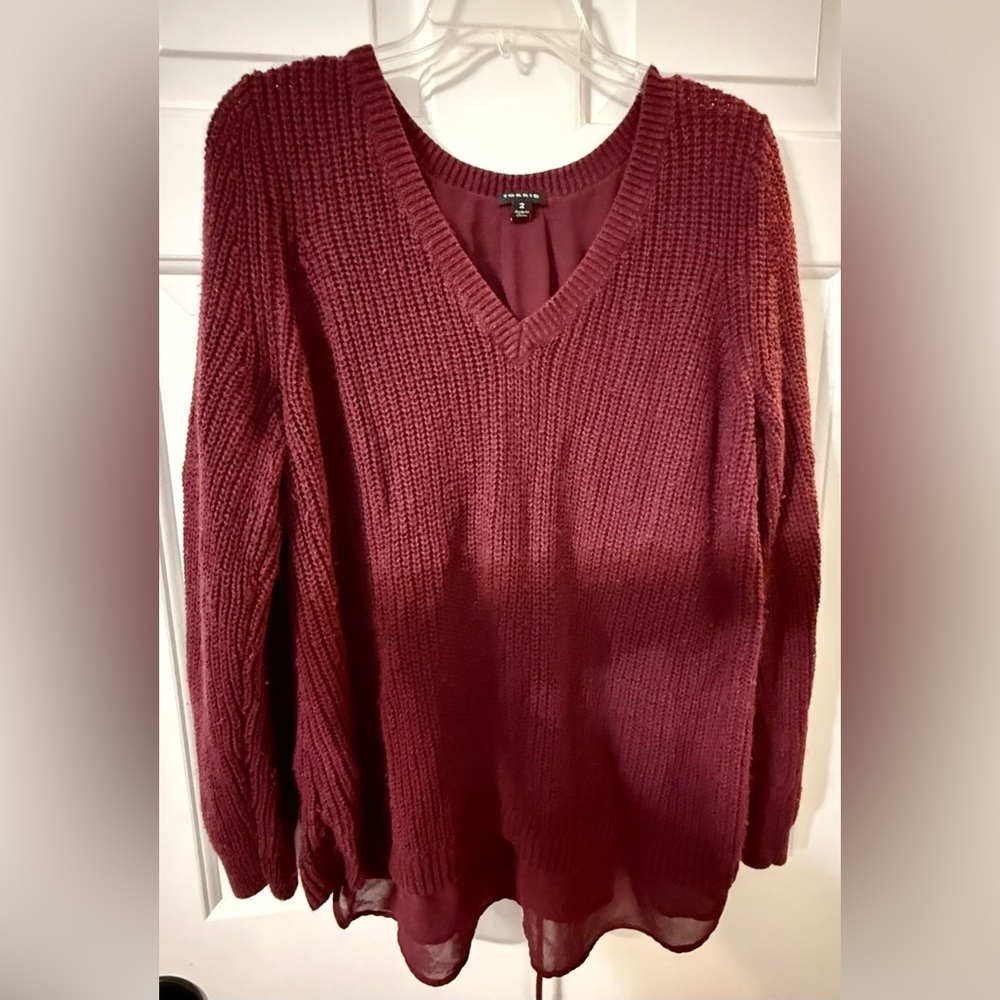 Torrid 2x Deep Red V-Neck Sweater